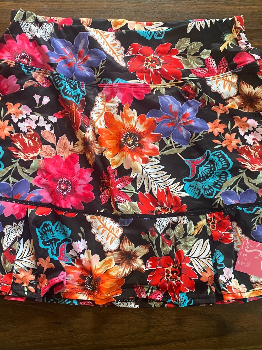Black Floral Skirt with Vibrant Multicolor Blooms